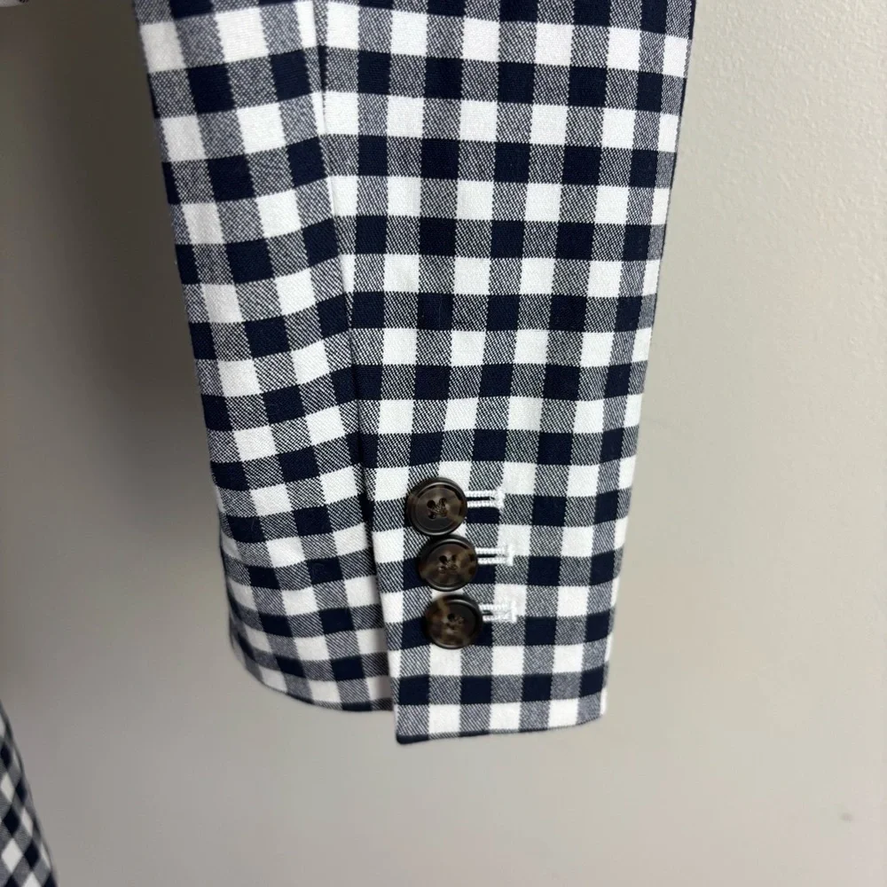 J. Crew Parke Blazer In Navy Blue and White Gingham Size 6 NWOT